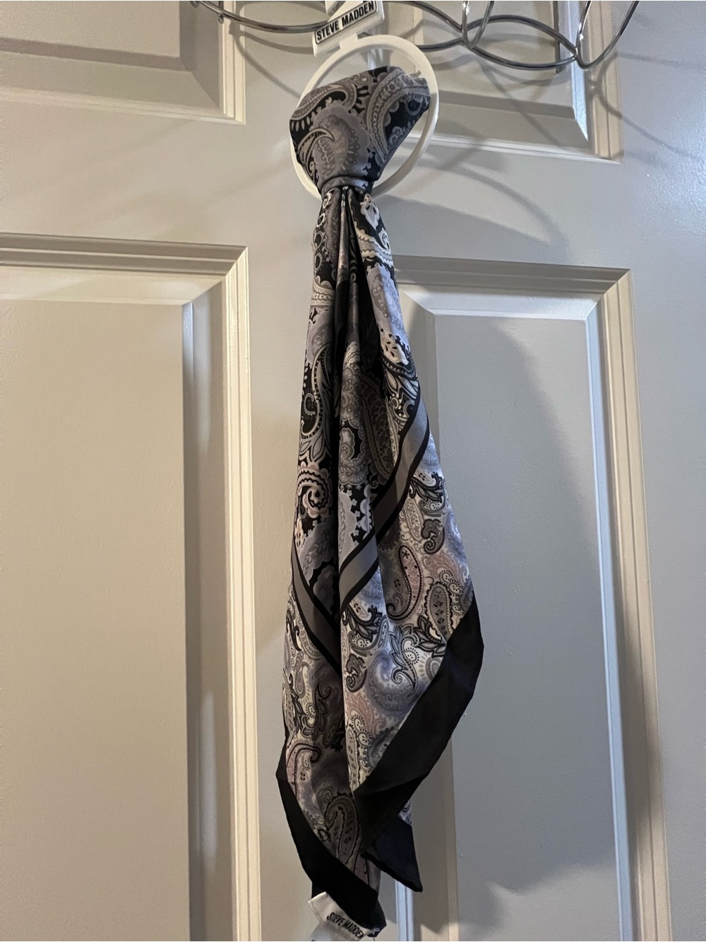 Steve Madden Black and Gray Paisley Accent Scarf